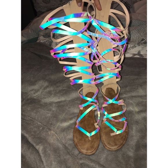 holographic gladiator sandals
